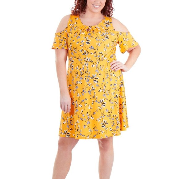 Ny Collection Plus Size Pleated-Neck Cold-Shoulder Dress - Cayana  Size 2X NWT - Picture 1 of 4